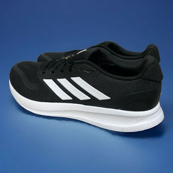 Adidas RUNFALCON 5 CLOUDFOAM Running Sneakers Shoes Black White Mens Size 12 New